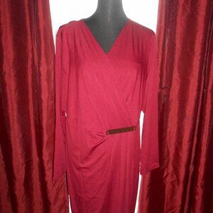 ROSE GIRL BURGUNDY LONG SLEEVES WRAP DRESS SZ 2X